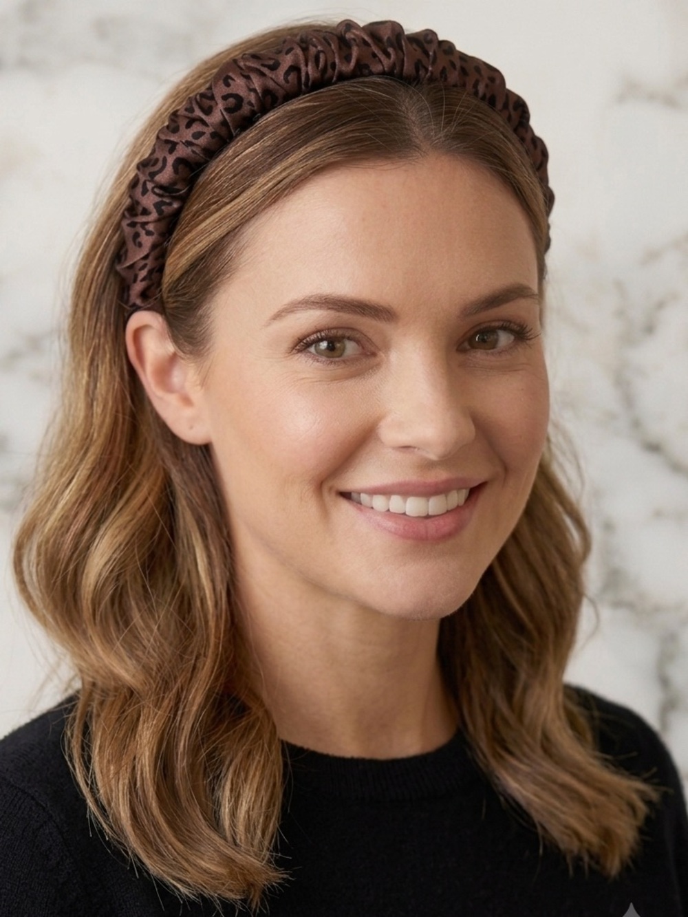 NWT Nordstrom Natasha Brown Satin Leopard Padded Headband
